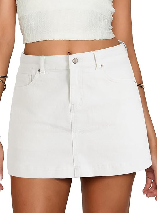 Sidefeel Skorts for Woman Jean Skirt High Waisted Stretchy Denim Skort Mini Skirts with Pockets | Amazon (US)