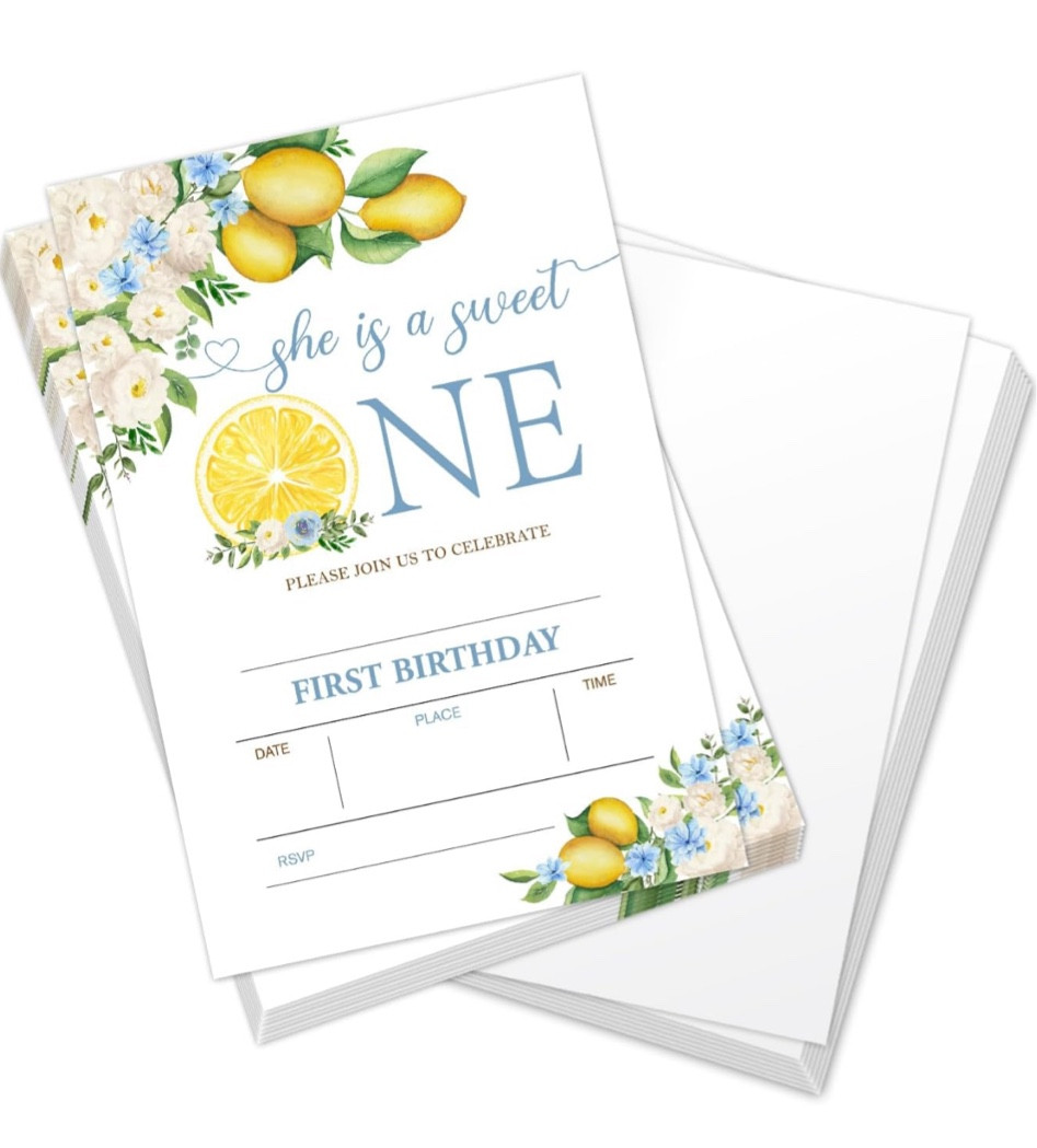 She is a sweet one first birthday invitations 🍋✨🤍 

#LTKFamily #LTKBaby #LTKParties