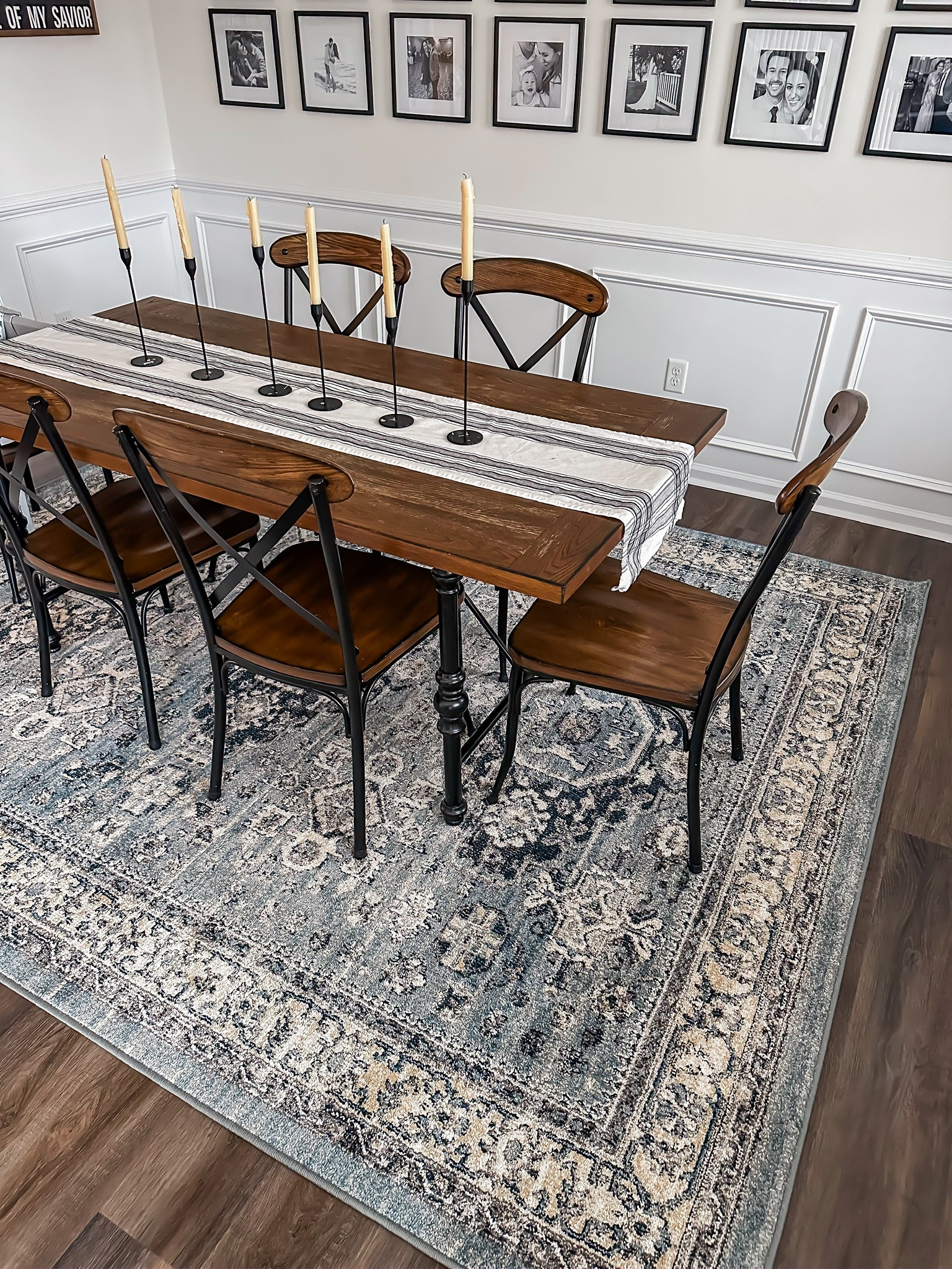 Walmart home find - blue patterned rug! 

Dining room decor // Walmart home decor // rug under $300 // gallery wall 

#LTKhome #LTKfamily