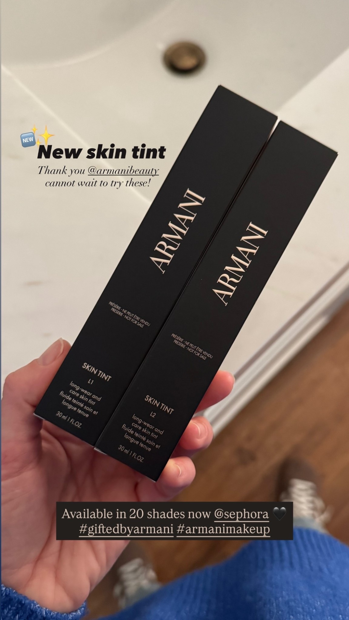 Thank you @armanibeauty cannot wait to try these!  New skin tint ✨ 🆕 Available in 20 shades now @sephora 🖤
#giftedbyarmani #armanimakeup