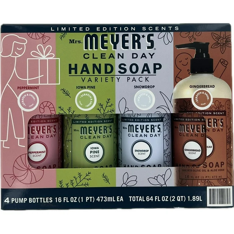 Mrs. Meyers Clean Day Hand Soap Holiday Variety Pack, 16 Fluid Ounce (Pack of 4) | Walmart (US)