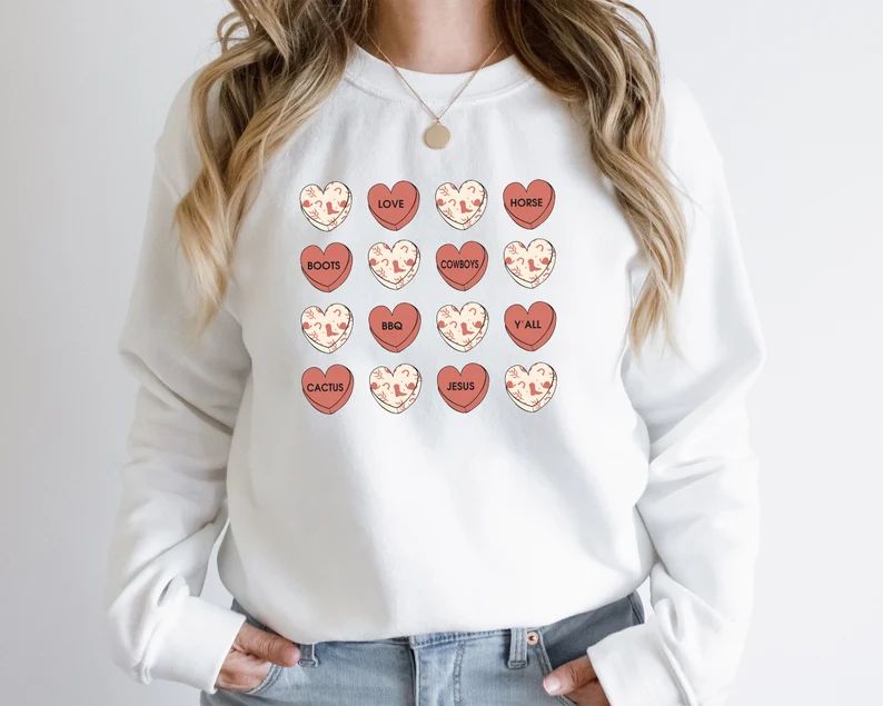 Howdy Love Sweatshirt, Cowboys Love Sweatshirt, Boho Hearts Sweatshirt, Cowboys Valentines Sweats... | Etsy (US)