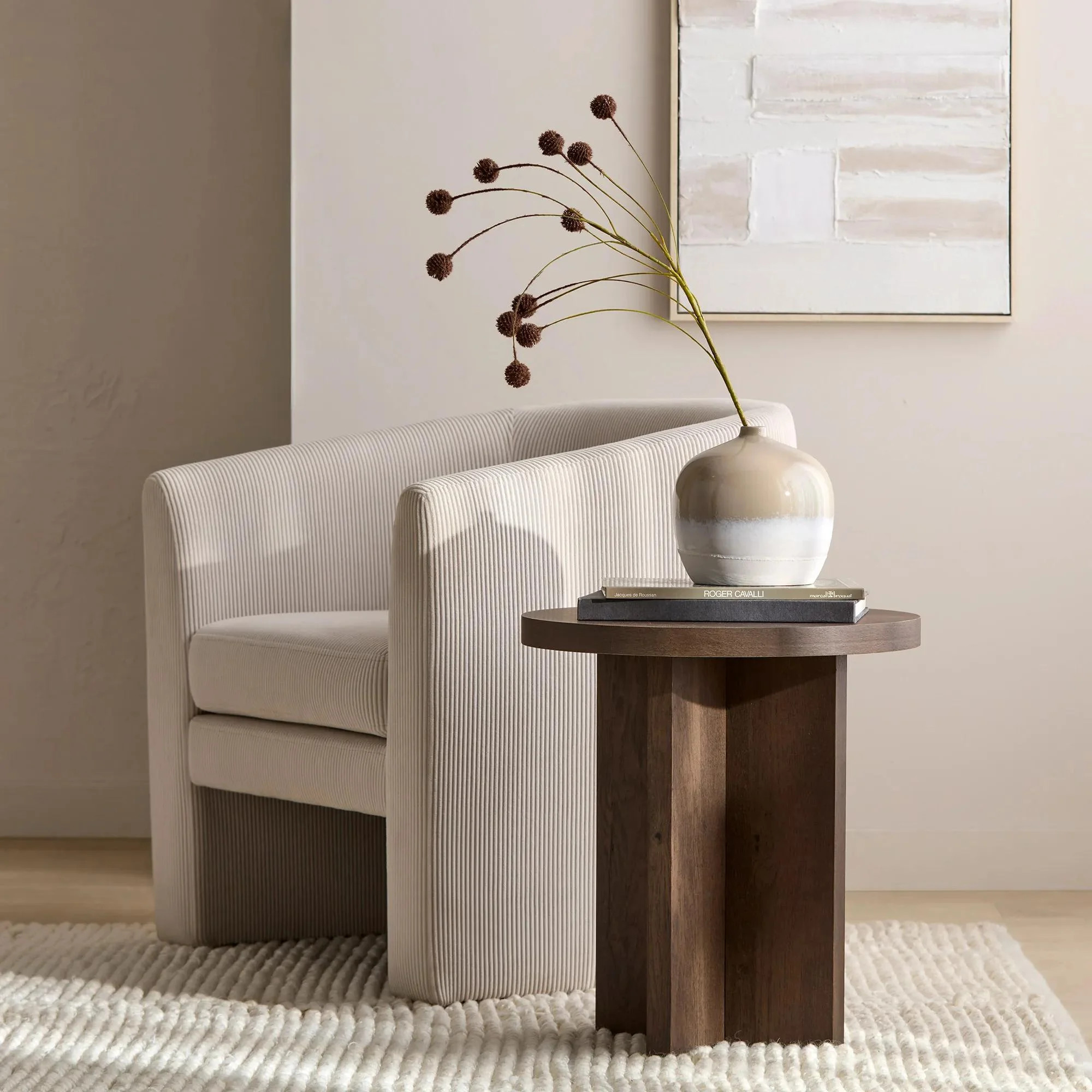 Bouclair Brown Wooden Round Side Table | Walmart (CA)