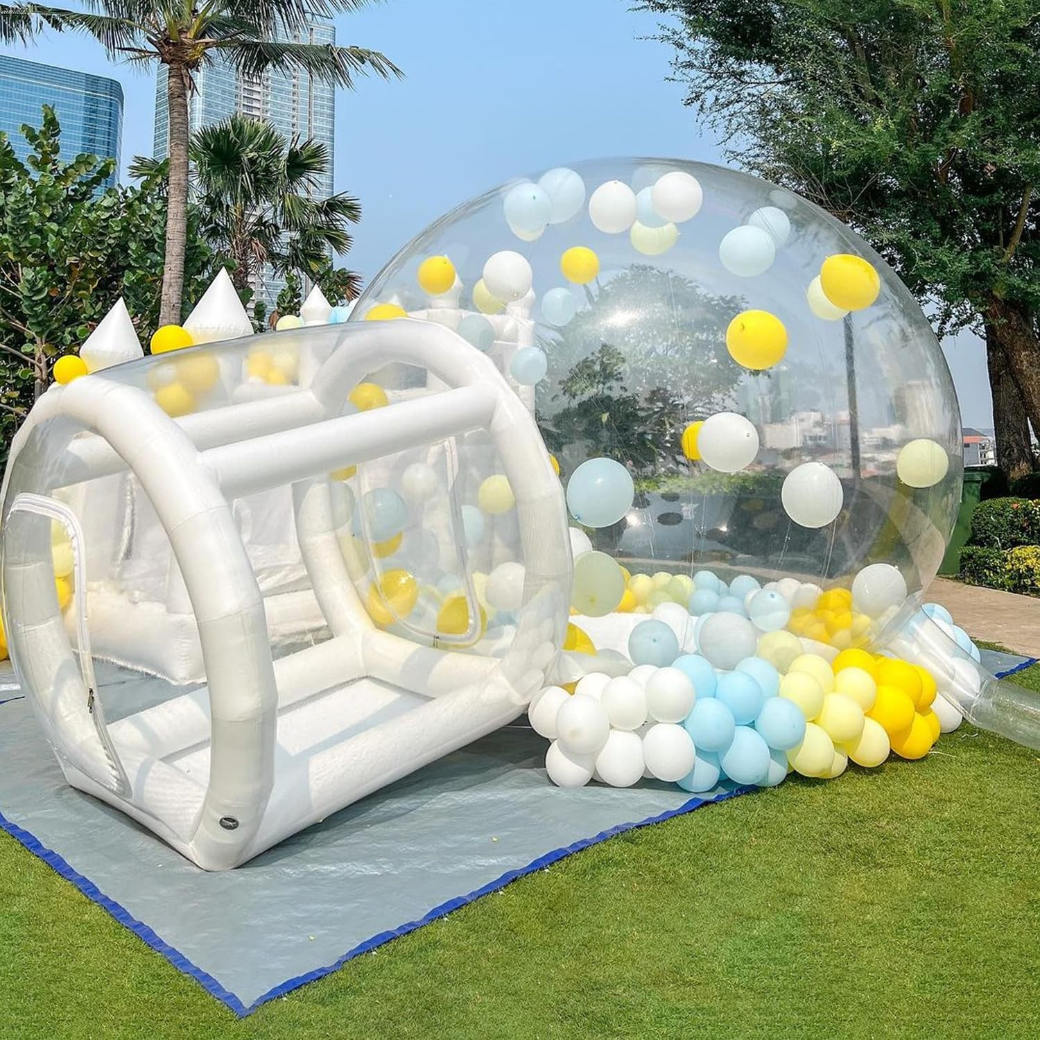 Inflatable Bubble House for Kids, 10Ft Clear Blow Up Balloon Dome with 6'L Tunnel, Outdoor Transp... | Amazon (US)