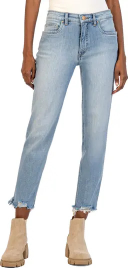 Rachael Fab Ab High Waist Raw Hem Jeans | Nordstrom