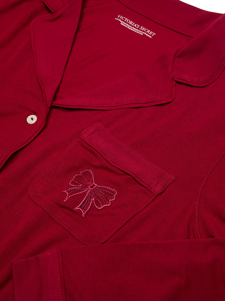 Buy Modal Soft Bow Long Pajama Set, Red Lacquer W Bow - Order Pajamas Sets online - Victoria's Se... | Victoria's Secret (US / CA )