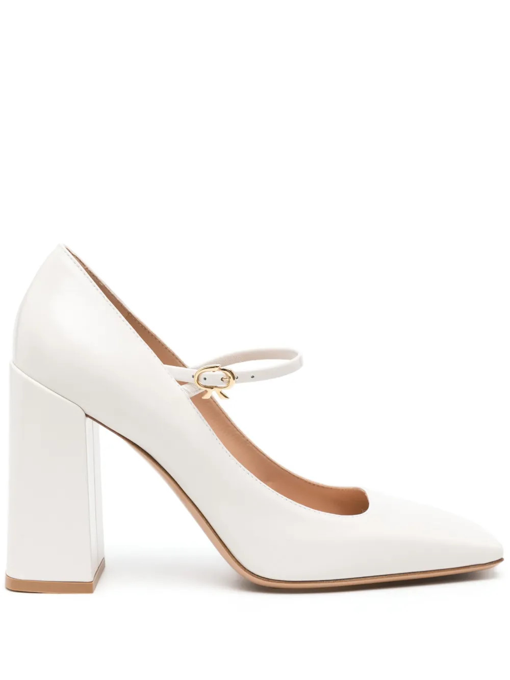 Gianvito Rossi Ribbon 95mm Leather Mary Jane Pumps | White | FARFETCH | Farfetch Global