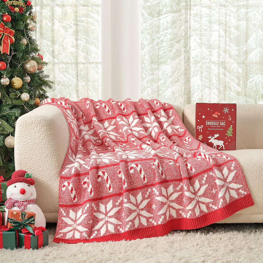 Snuggle Sac Christmas Snowflake Throw Blanket for Couch 50x60 inches, Ultra Soft Cozy Fuzzy Gift ... | Amazon (US)
