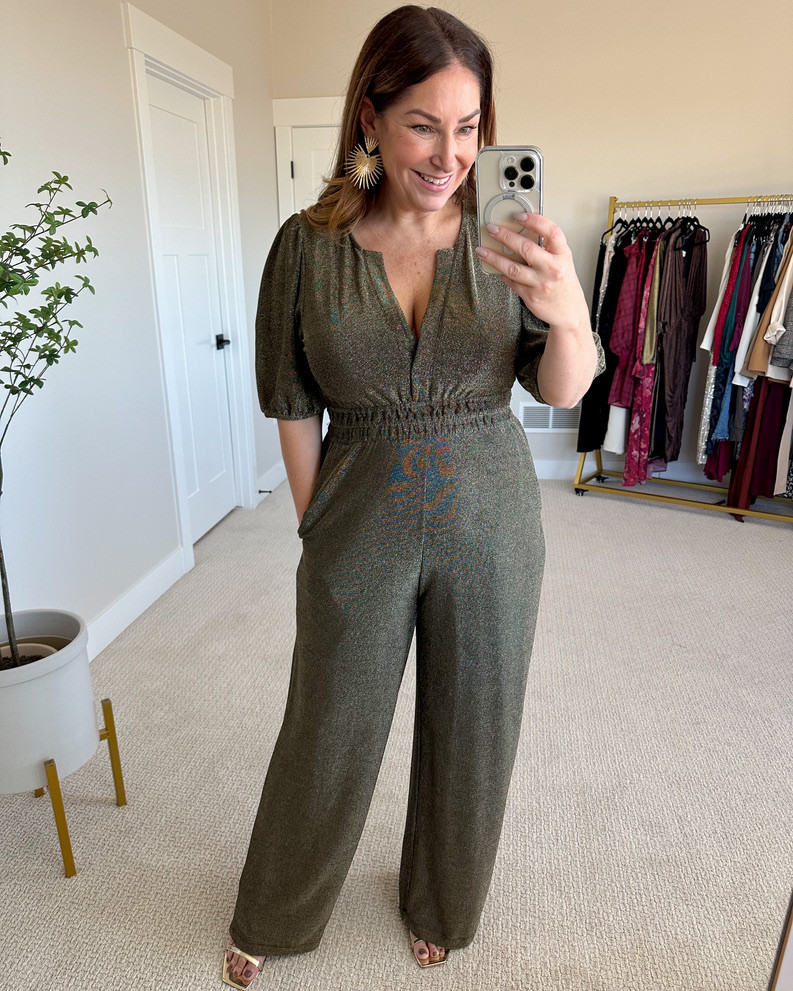 Holiday shimmer jumpsuit tts, L 

#LTKMidsize #LTKHoliday #LTKParties