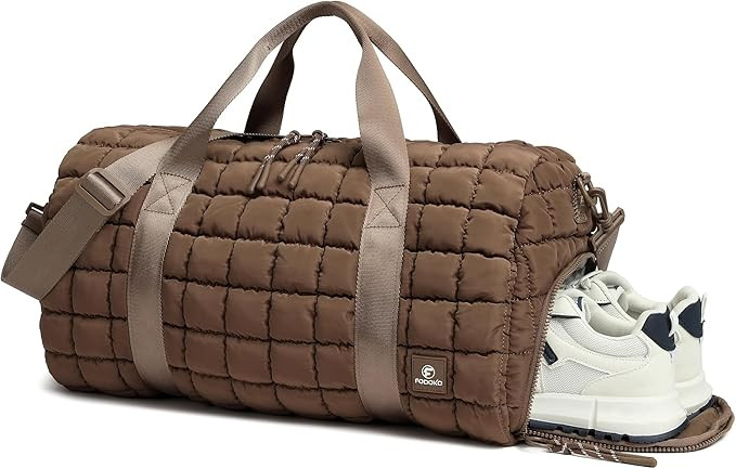 Quilted Duffel Bag for Women, Puffer Gym Duffle Bag with Shoe Compartment Lightweight Large Cross... | Amazon (US)
