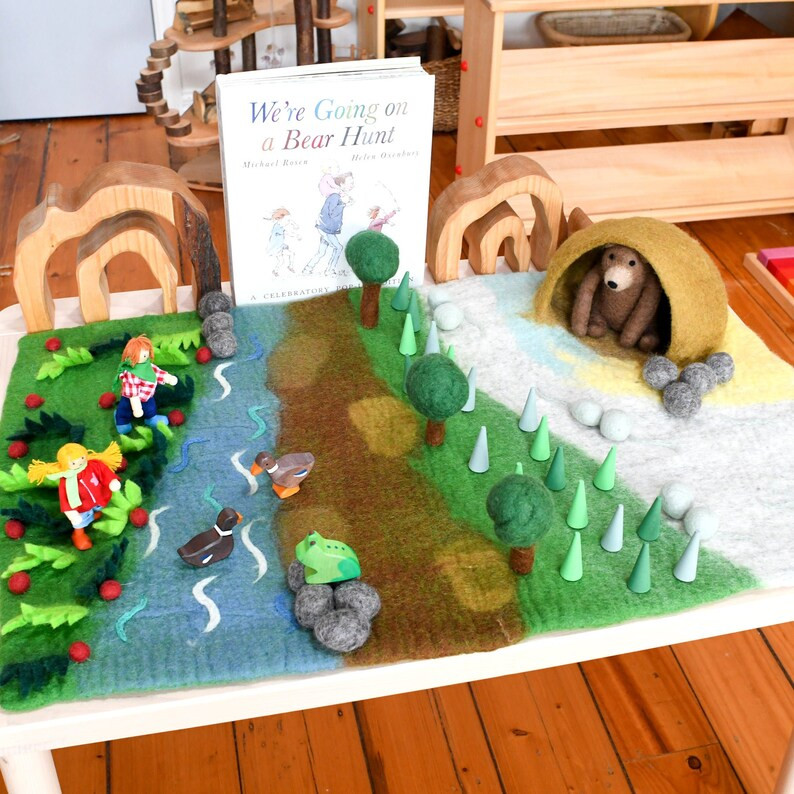Felted Bear Hunt Play Mat Playscape / We're Going on a Bear Hunt Playscape / Waldorf Inspired Pla... | Etsy (US)