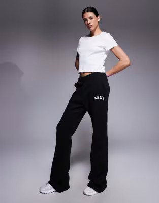 Kaiia Tall embroidered logo wide leg joggers in black | ASOS | ASOS (Global)