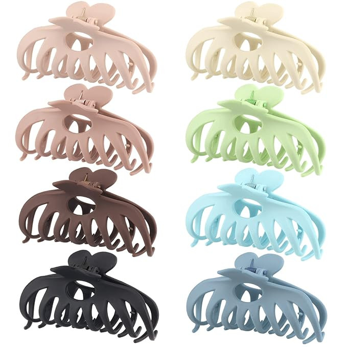 8 Pack 4.3 Inch Large Hair Claw Clips for Women Thin Thick Curly Hair, Big Matte Banana Clips,90'... | Amazon (US)