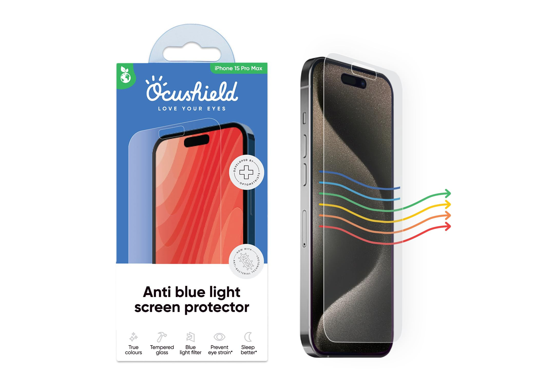 Ocushield Anti Blue Light Tempered Glass Screen Protector for iPhone 15 Pro Max (6.7") - Protect ... | Amazon (US)