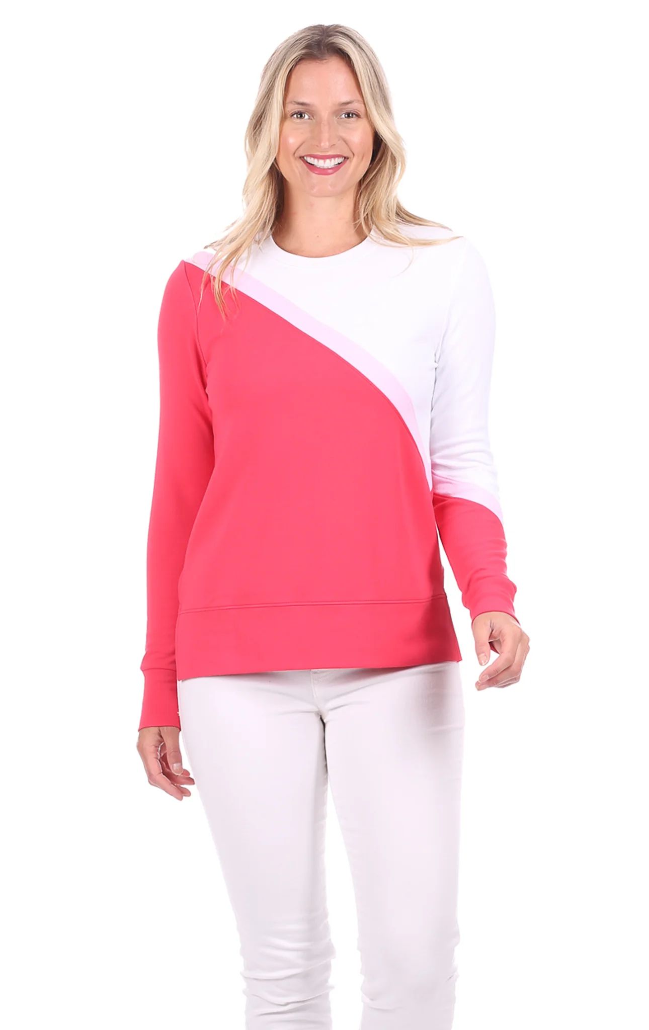 London Sweatshirt in Pink Colorblock | Duffield Lane