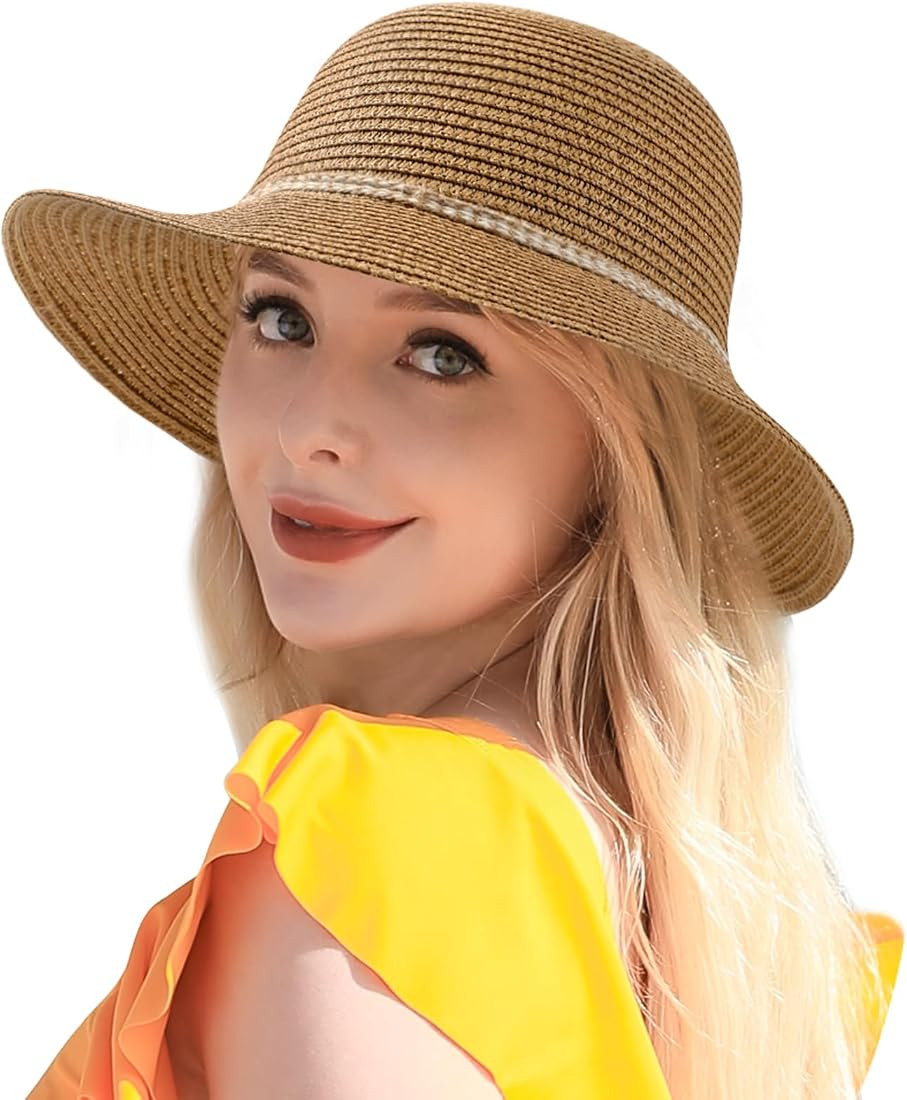 Beach Sun Hats for Women, Straw Hat for Women UPF 50+ UV Sun Protection Summer Hat Foldable Roll ... | Amazon (US)