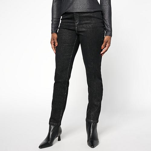 G by Giuliana G5 Metallic Denim 5-Pocket Slim-Leg Jean - Brown - Size 14 | HSN