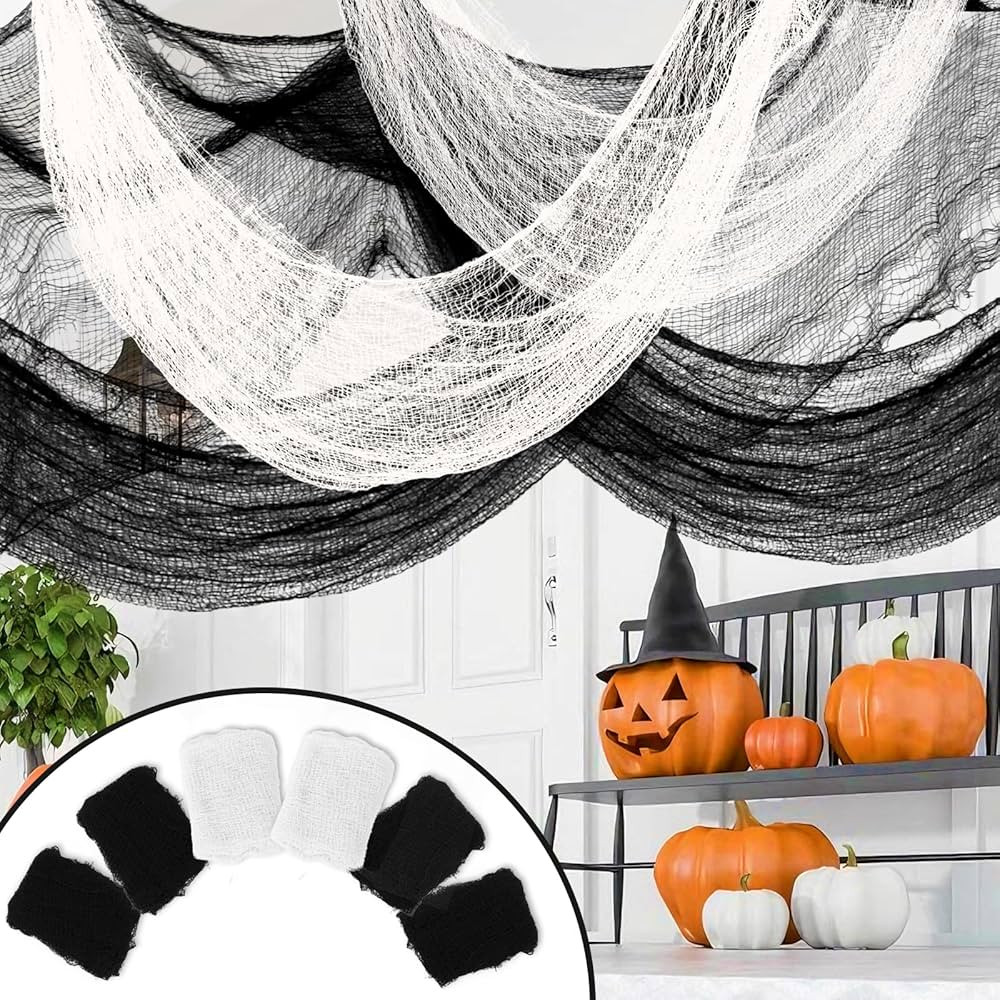 6 PCS 30 x 72 Inch Halloween Creepy Cloth Spooky Scary Halloween Gauze (4 Black + 2 White) Creepy... | Amazon (US)