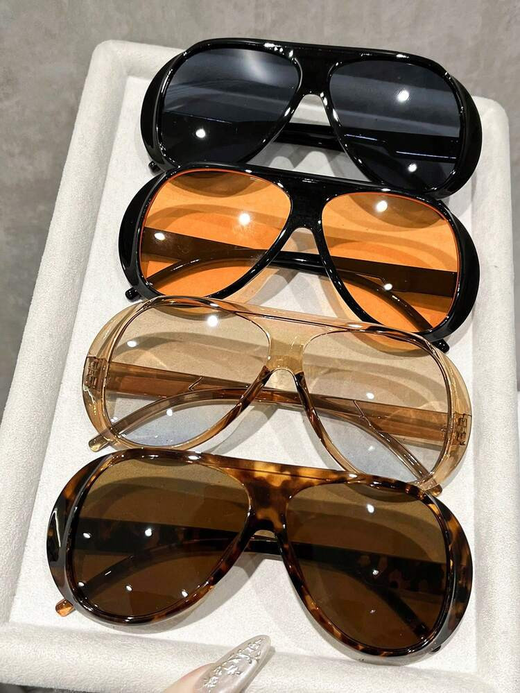 4pcs Oversized Aviator Frame Fashion Fashion Glasses, Women's Fashion Accessory, Outfit Matching,... | SHEIN