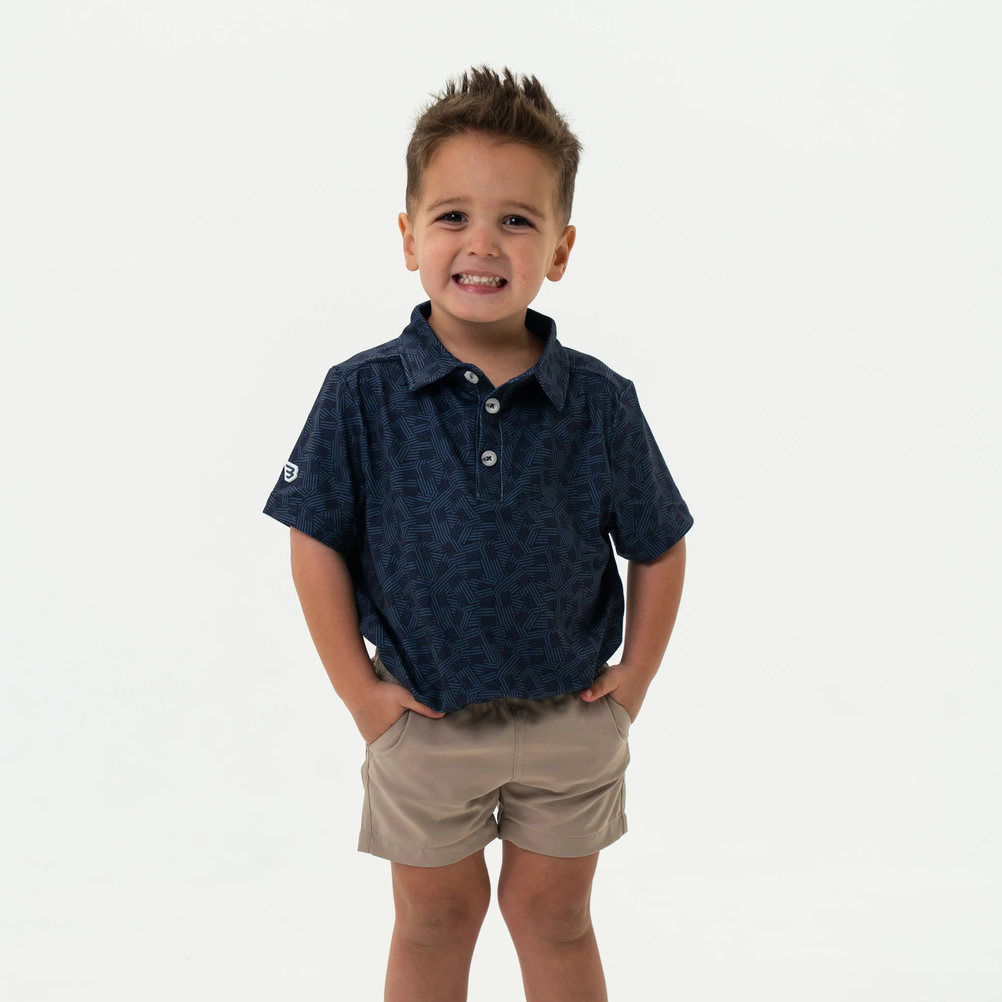 Youth Stars & Stripes Navy Performance Polo | BURLEBO | BURLEBO