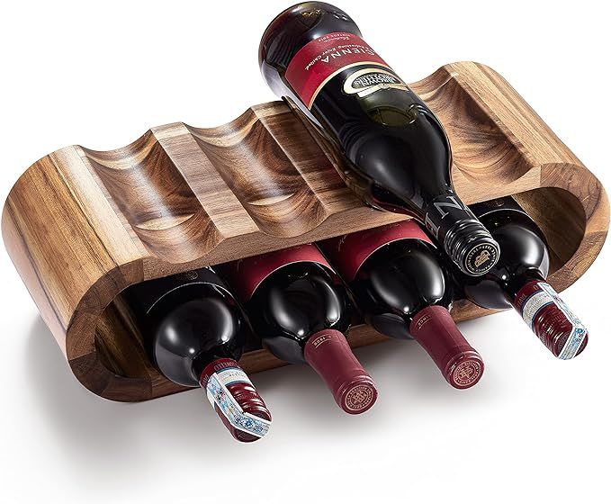 Wooden Wine Racks Countertop, 8 Bottle Wine Rack, Acacia Wine Bottle Holder Stand, Free Standing ... | Amazon (US)