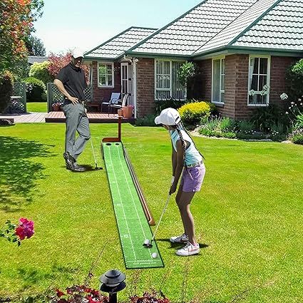 Loowoko Wood Golf Putting Green Mat with Auto Ball Return System Mini Golf Game Practice Equipmen... | Amazon (US)