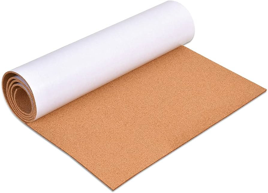 3mm Self-Adhesive Cork Board Roll, 1/8" Thick Cork Boards for Walls, Approx. 36"x48" Cork Board R... | Amazon (US)