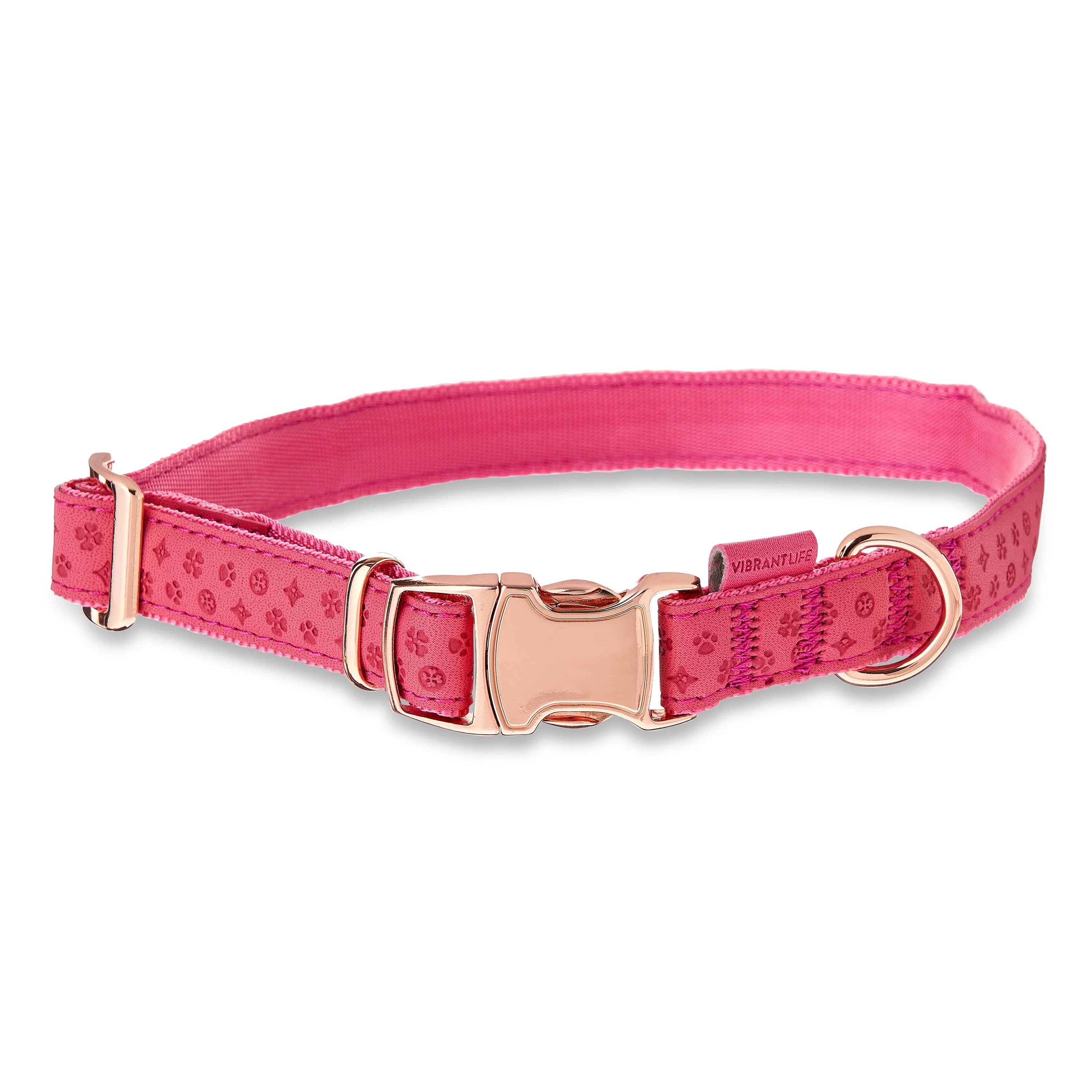 Vibrant Life Embossed Adjustable Dog Collar, Raspberry Pink, Medium | Walmart (US)