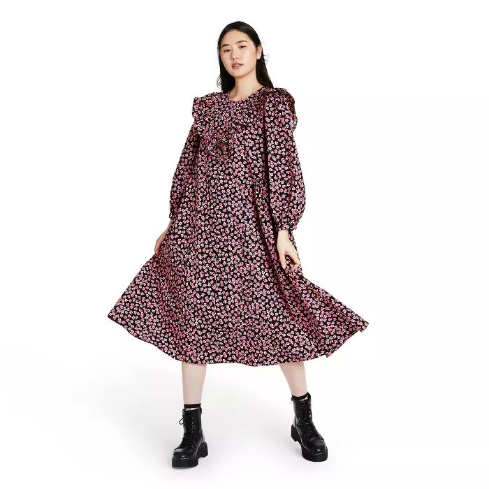 Women's Floral Print Long Sleeve Dress - Sandy Liang x Target Pink | Target