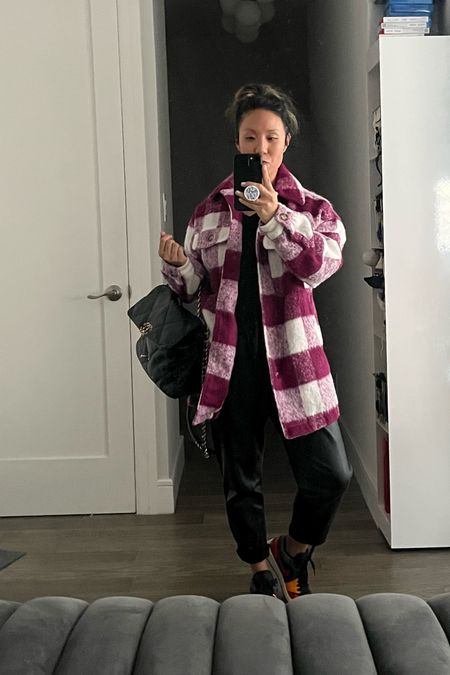 Barbiecore light. Add a pop of pink to your wardrobe. Plaid jacket. Shacket. Target style. Target style find. Wearing an xs. Oversized. 

#LTKunder50 #LTKunder100 #LTKtravel
