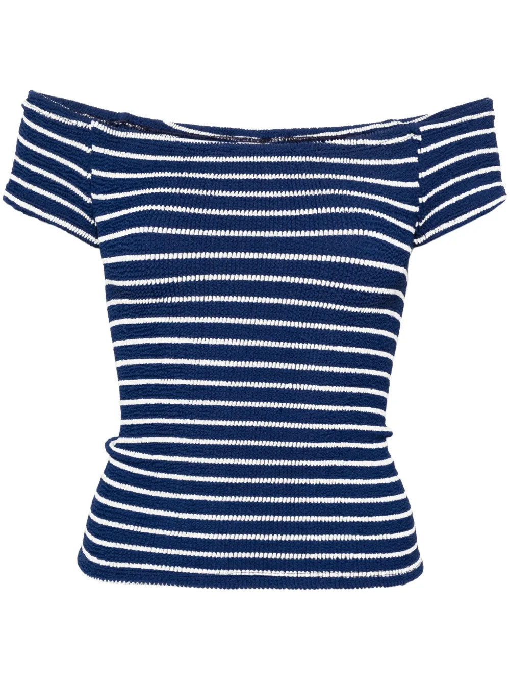 Hunza G Grace off-shoulder Striped Top - Farfetch | Farfetch Global