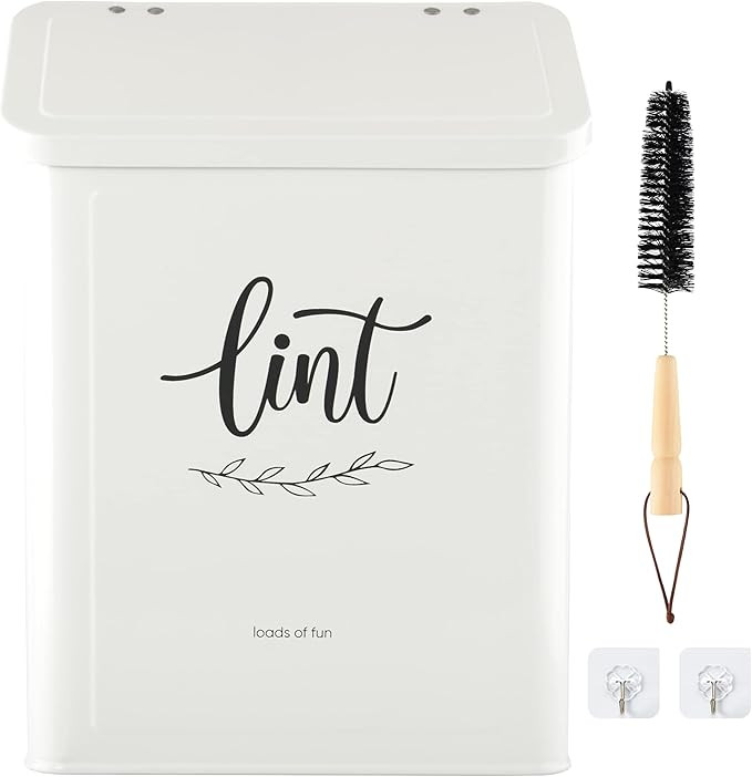 Perfnique Magnetic Lint Bin for Laundry Room with Lint Brush, Wall Mounted Lint Holder Trash can ... | Amazon (US)