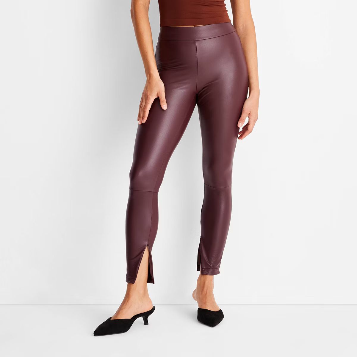 Women's High-Waisted Slim Fit Faux Leather Leggings - A New Day™ | Target