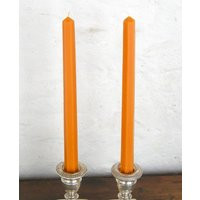Pair Beeswax Hexagonal Orange Halloween Taper Candles Hand Crafted By The Beekeeper | Etsy (US)