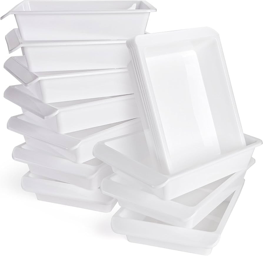 Yopay 15 Pack Plastic Art Tray for Classroom, White Craft Trays for Kids, Paper Organizer Bins, A... | Amazon (US)