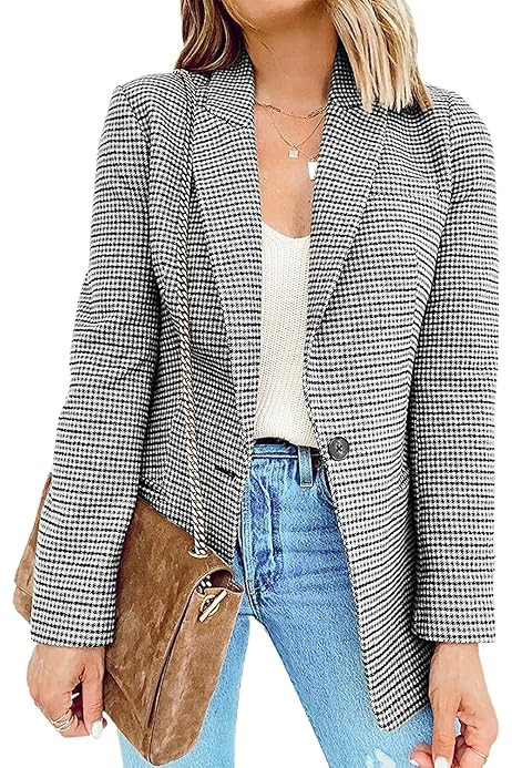 Sidefeel Women Casual Blazers Open Front 3/4 Sleeve Ruched Cardigan Work Office Suit Jacket | Amazon (US)