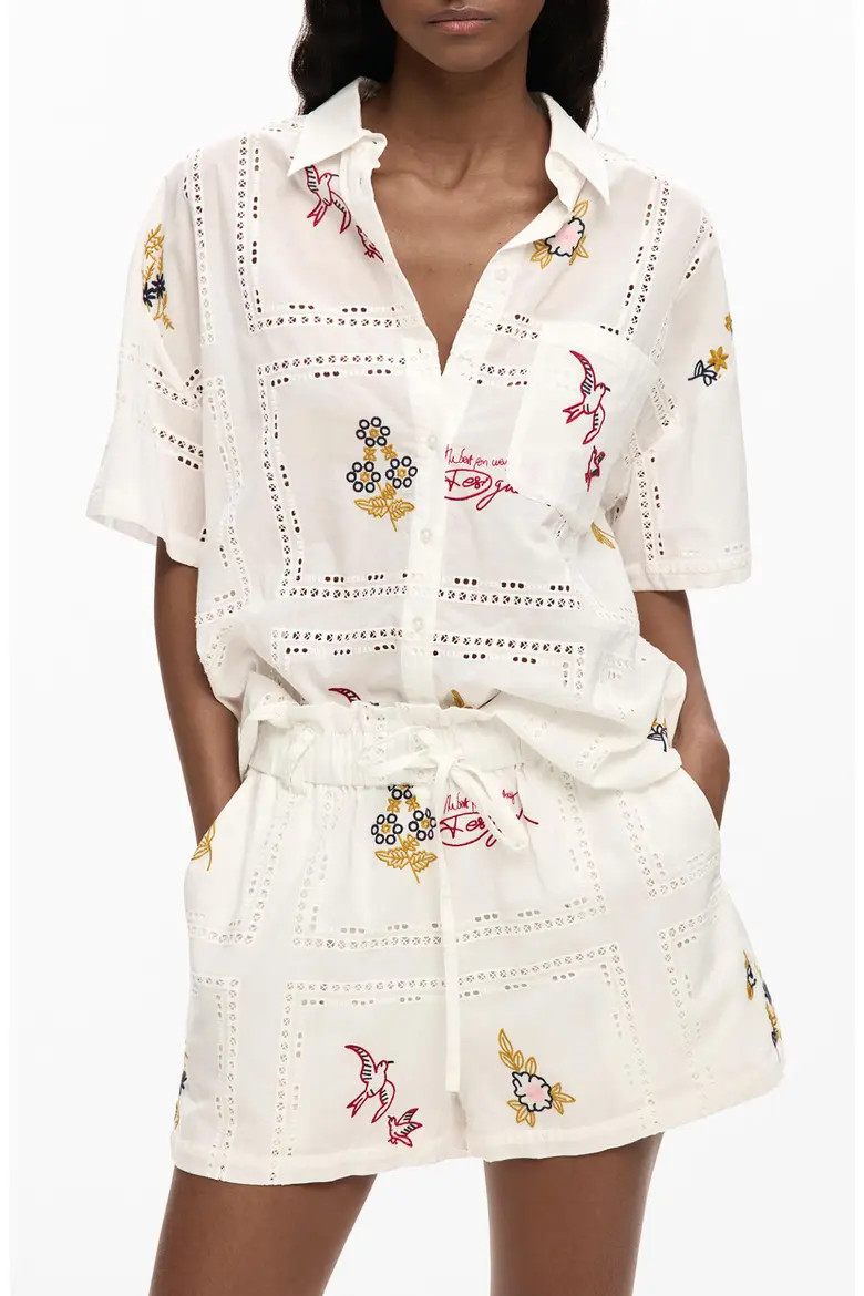Embroidered Woven Shirt (Women) | Nordstrom | Nordstrom