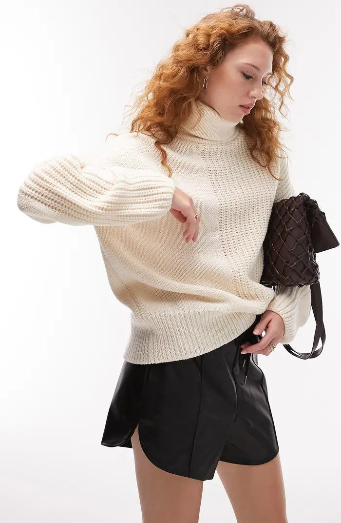 Oversize Mixed Stitch Turtleneck Sweater | White Sweater Sweaters | Spring Outfits 2023 | Nordstrom