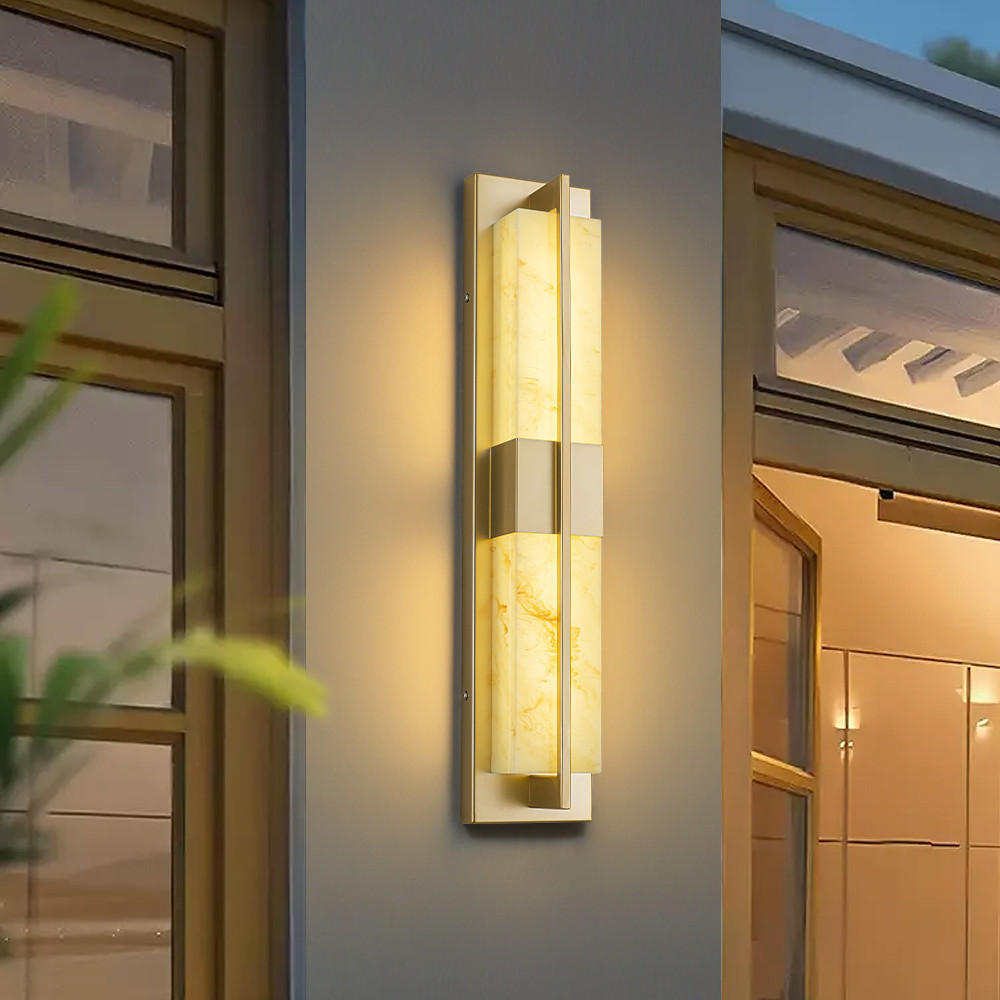23.6"" Gold LED Outdoor Wall Lighting Modern Waterproof Outdoor Wall Sconce for House | Homary