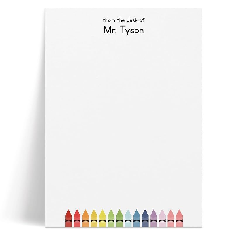 Personalized Rainbow Crayon Notepad, Teacher Appreciation Gift, Back to School, Custom Note Pad f... | Amazon (US)