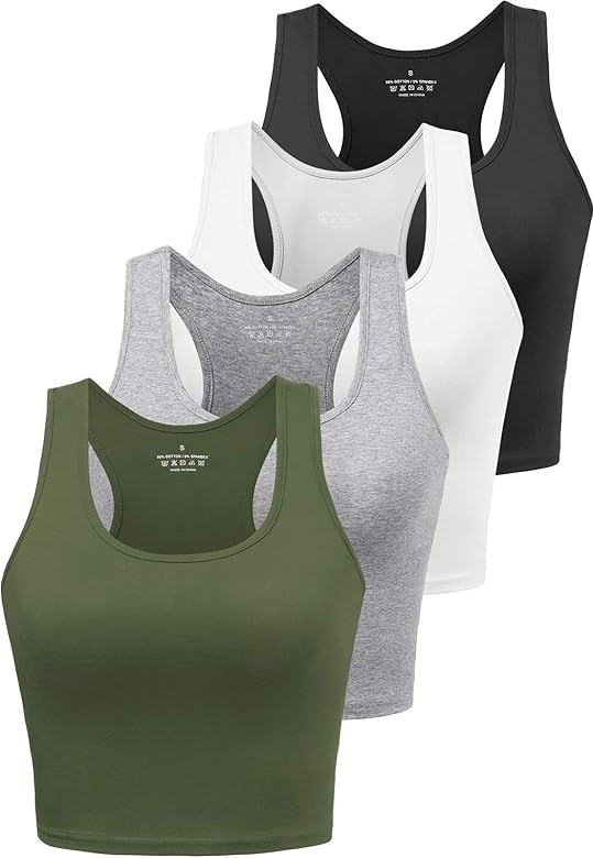 Joviren Cotton Workout Crop Tank Top for Women Racerback Yoga Tank Tops Athletic Sports Shirts Ex... | Amazon (US)