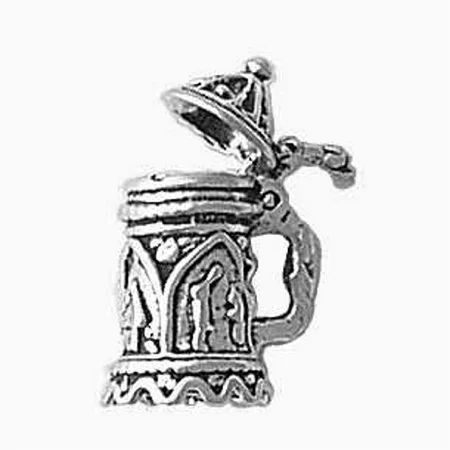 Sterling Silver 7"" 4.5mm Charm Bracelet Attached 3D German Beer Stein Charm Openable Lid Three Pict | Walmart (US)
