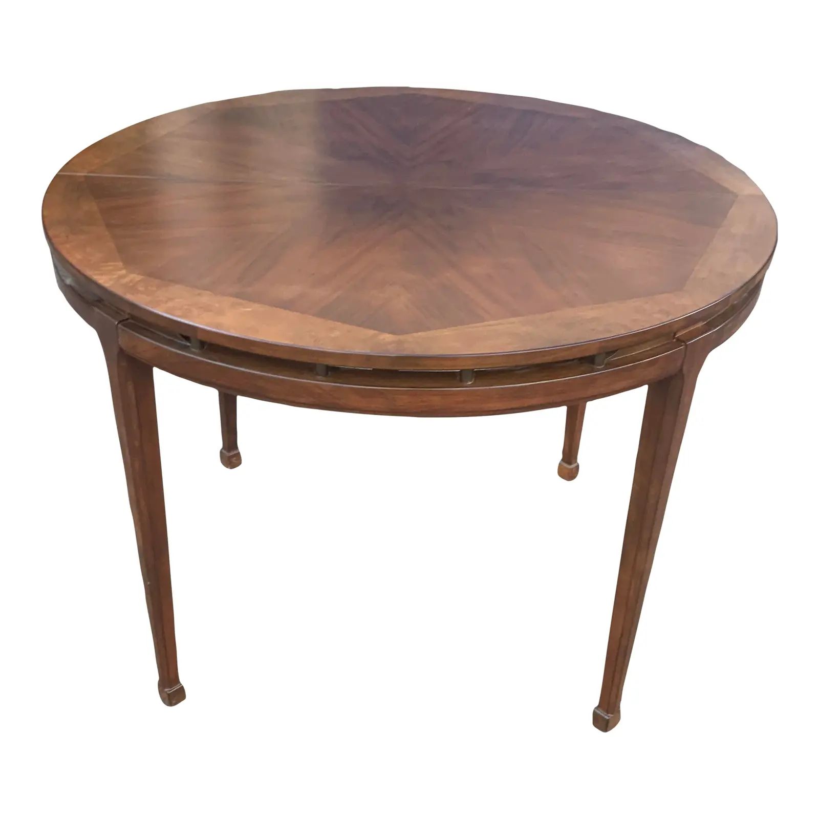 Mid 20th Century Modern Walnut Round Dining Table | Chairish
