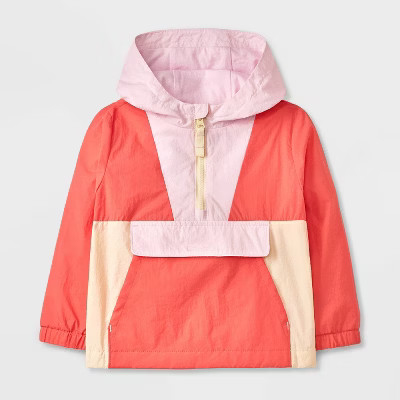 Toddler Girls' Solid Colorblock Anorak Jacket - Cat & Jack™ Pink | Target