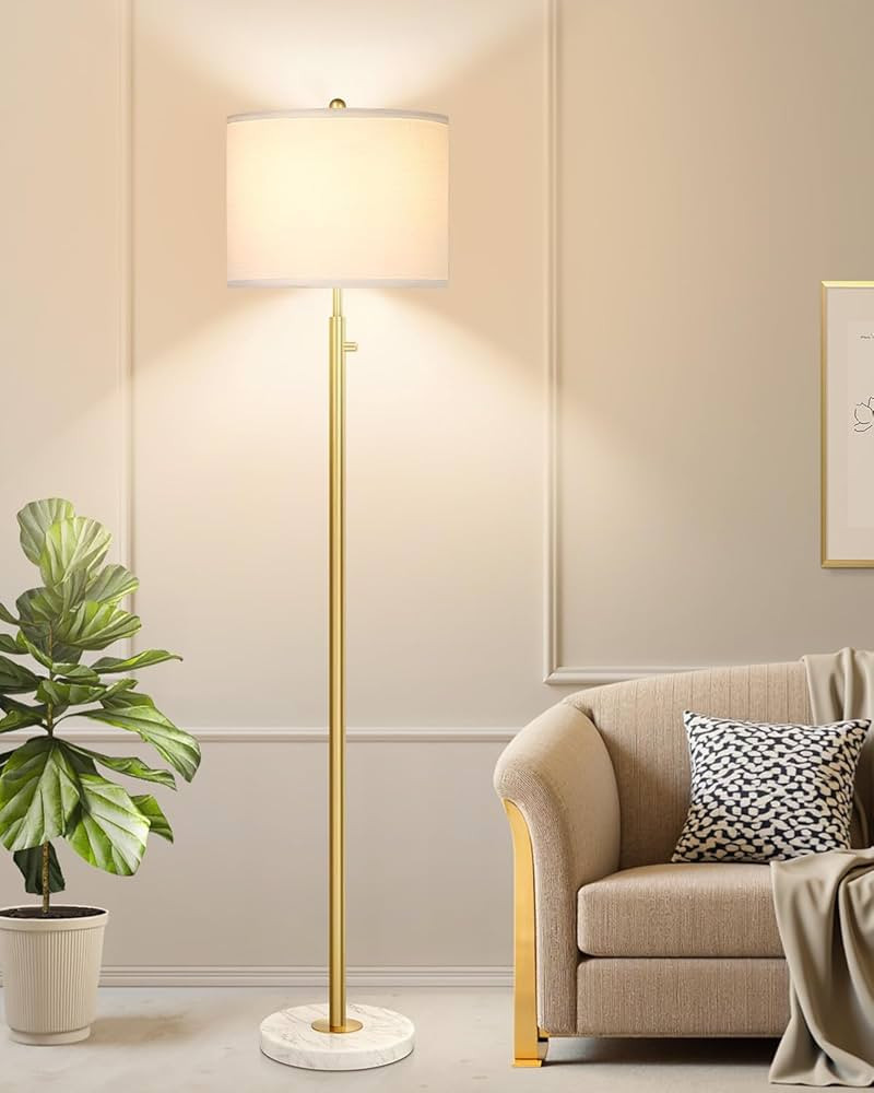 Nintiue Dimmable Gold Floor Lamp for Living Room, 11W LED Bulb Included, Modern Standing Lamp wit... | Amazon (US)