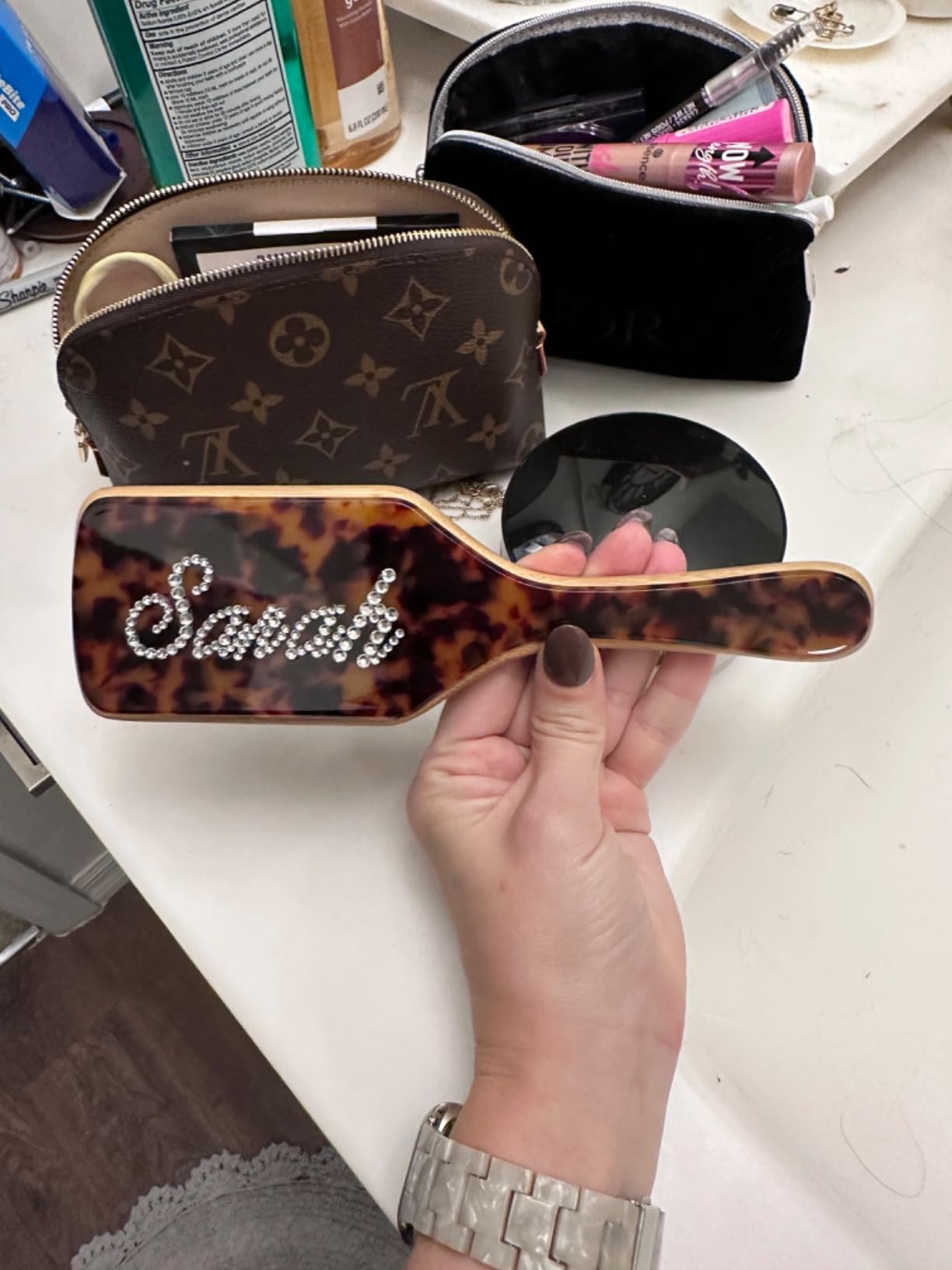 Rhinestone Personalized Brushes Turtle Color Name Hair Brush Handmade Rhinestones Hairbrush | Nat... | Amazon (US)