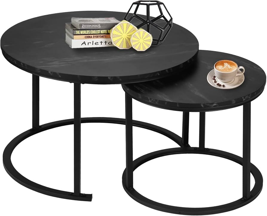 Round Nesting Coffee Set, Stackable Modern Accent Cocktail Table for Living Room Office Balcony,N... | Amazon (US)
