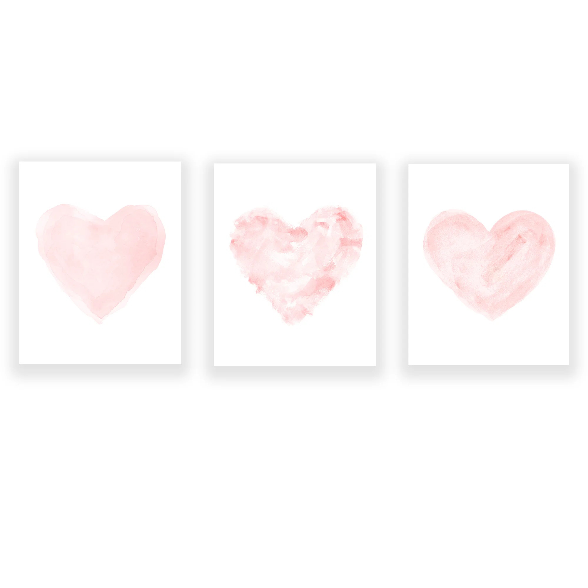 Outside In Art Studio Romantic Watercolor Heart Prints, 3 Unframed Paper Prints & Reviews | Wayfa... | Wayfair North America