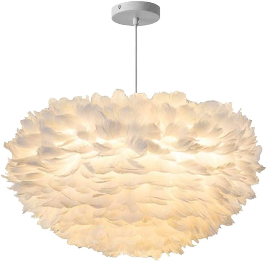 KCO Lighting Nordic Feather Pendant Light 23.6" Feather Hanging Light Fixture Romantic Feather Ce... | Amazon (US)