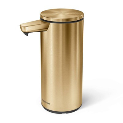 simplehuman 9 oz. Touch-Free Automatic Rechargeable Sensor Liquid Soap Dispenser, Brass Stainless Steel: Spot/Wipe Clean, Lithium Ion Battery | Target